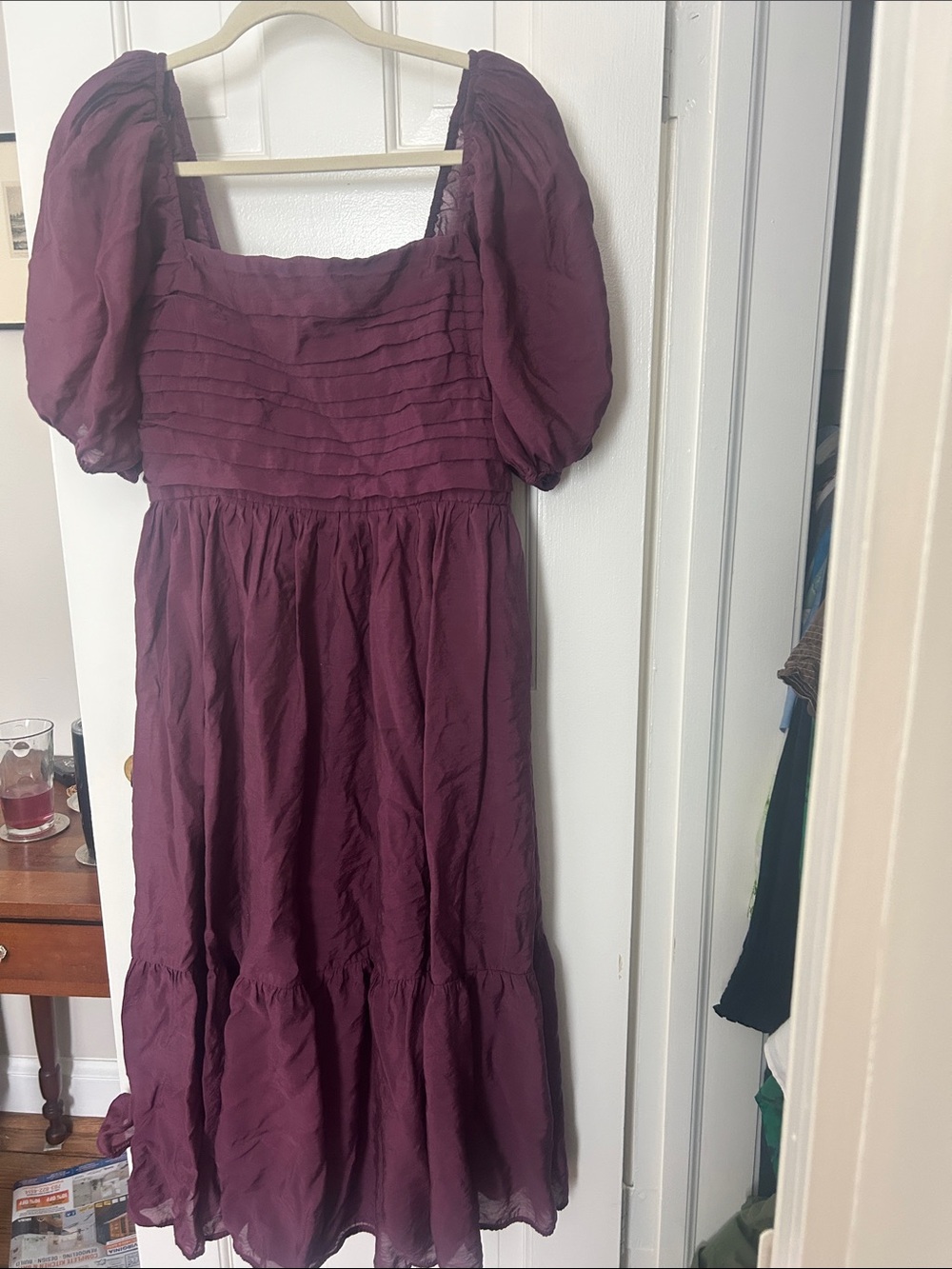 Abercrombie & Fitch Plum Emerson Puff Sleeve Midi Dress size medium